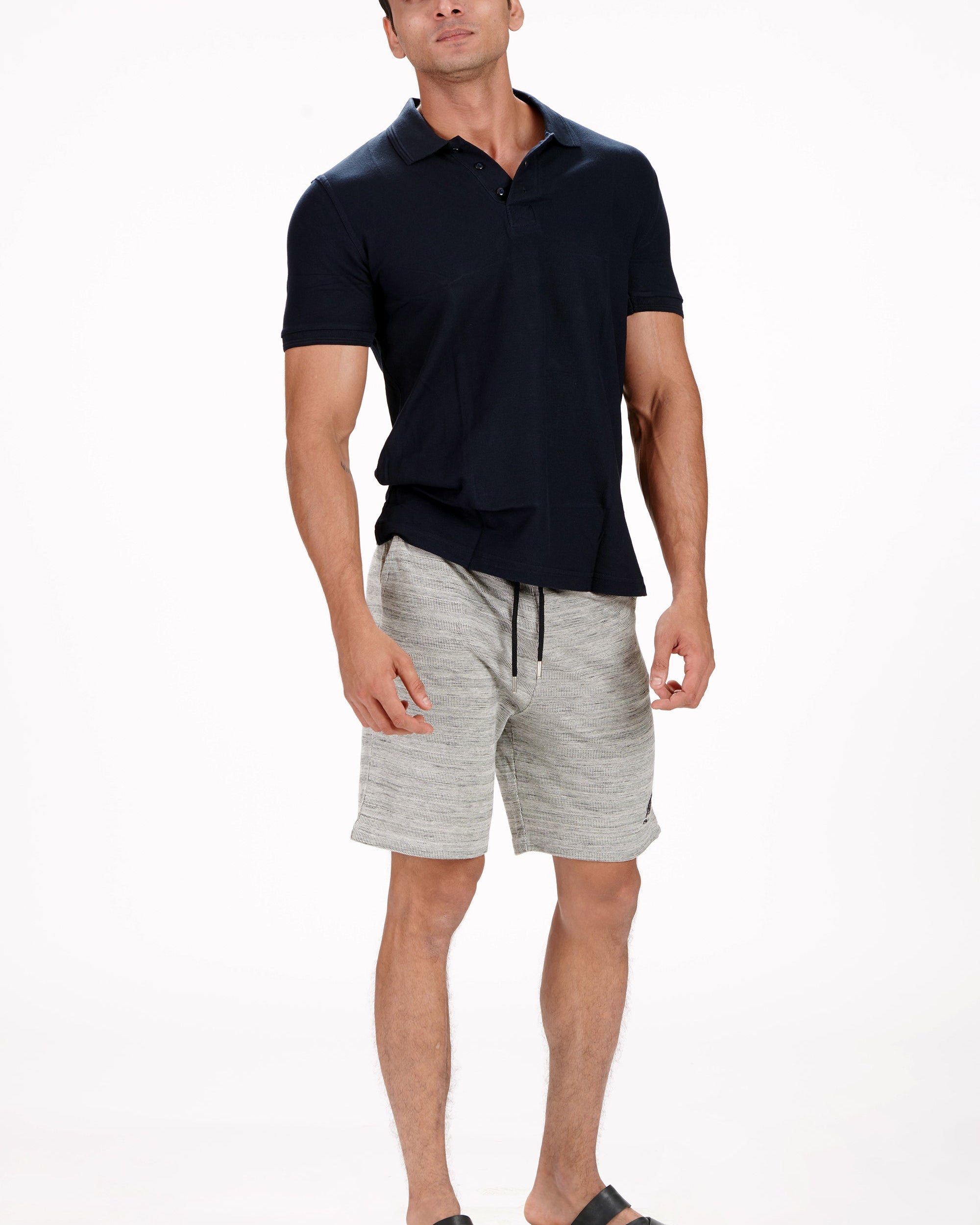 Black coal strips Knitwear(Striped) Shorts