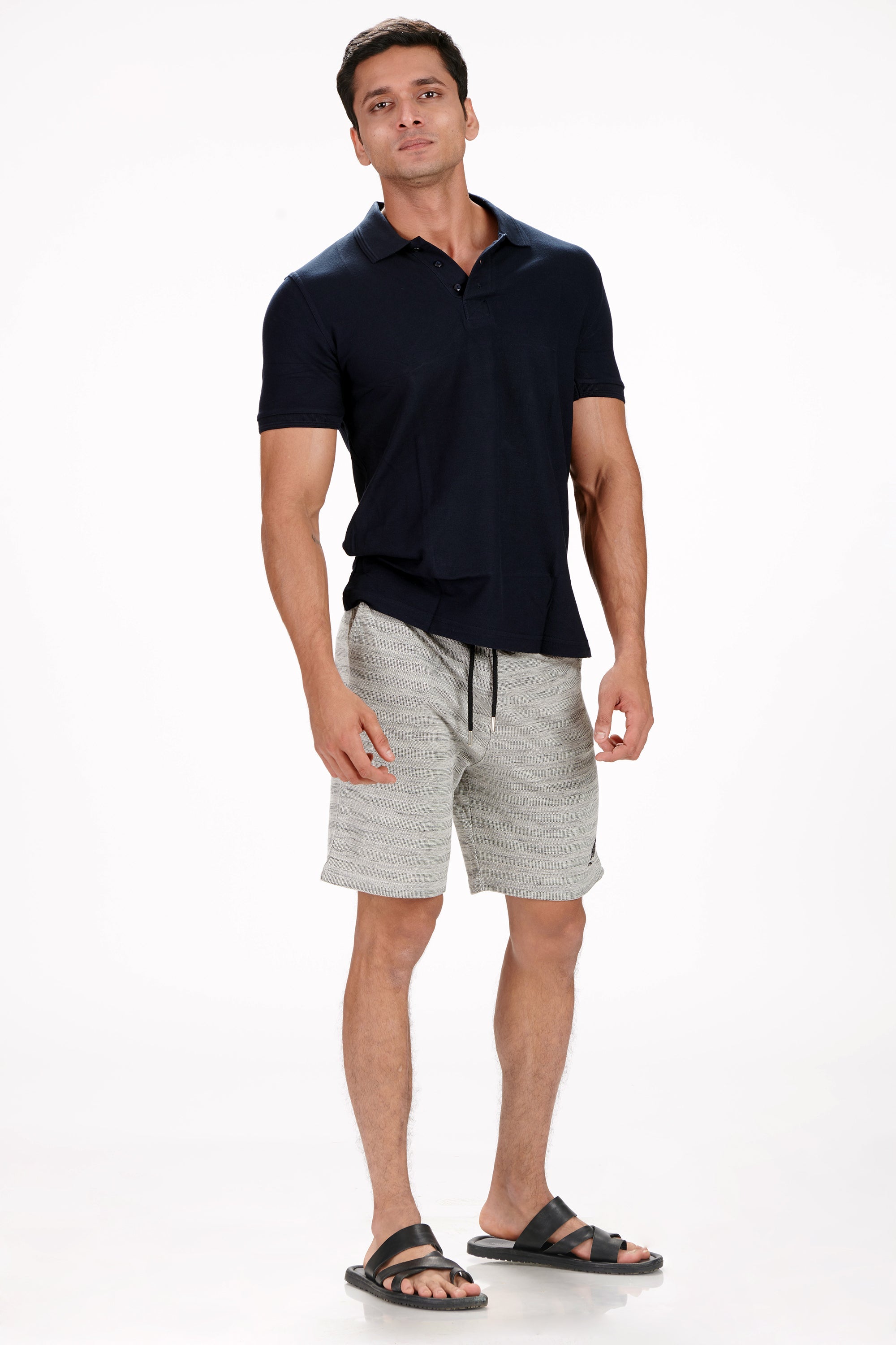 Black coal strips Knitwear(Striped) Shorts