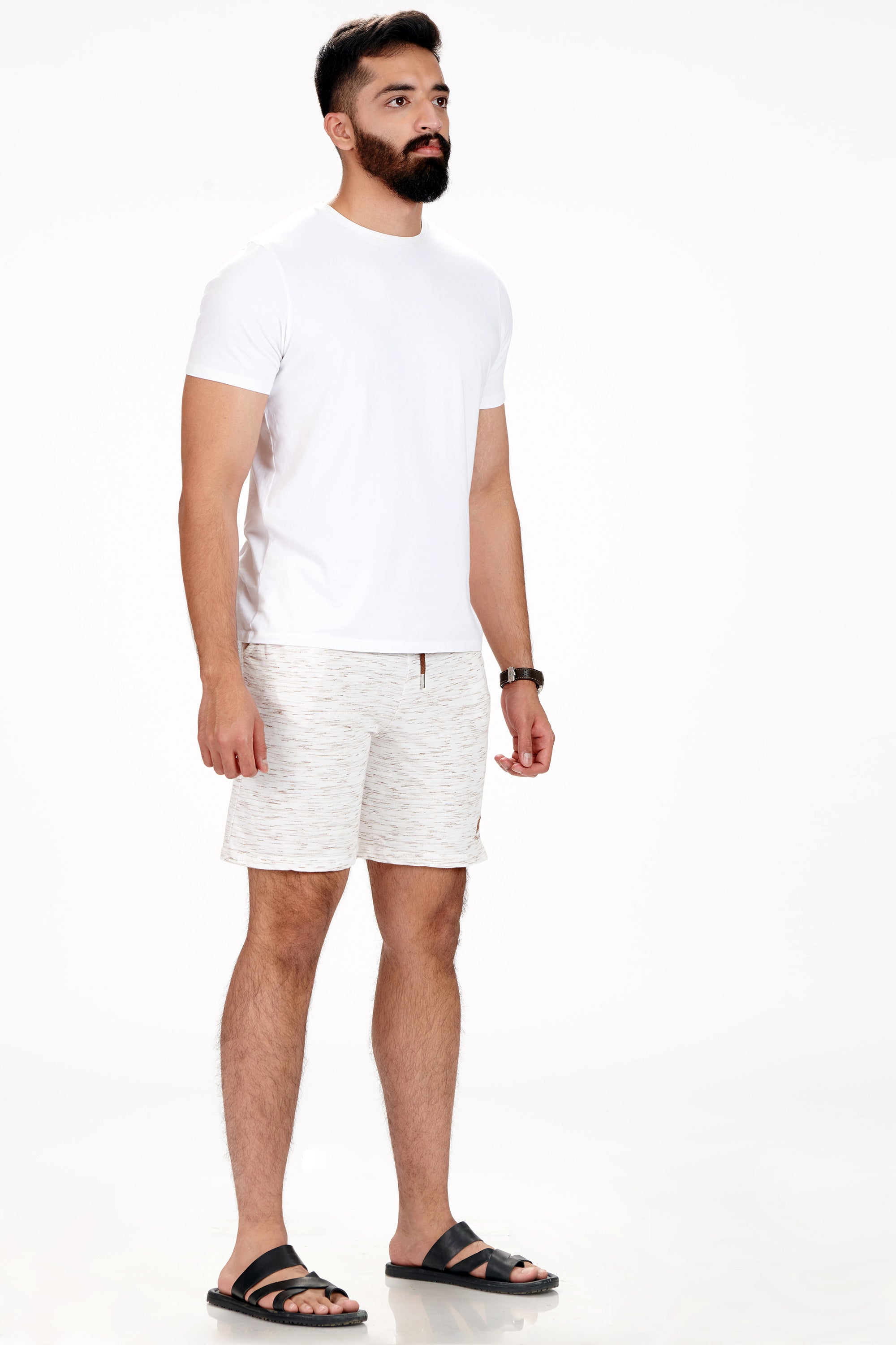 Mocha brown injected Heather Looped Knit Shorts